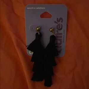 Claire's Black Tassel Earrings